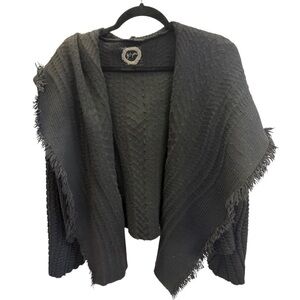 Johnny Was BIYA Cable Knit Short Hoodie Cardigan Black